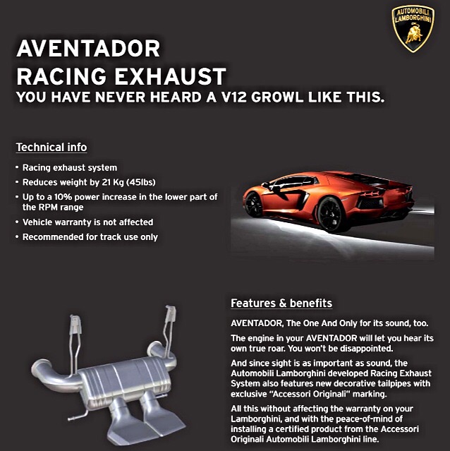 aventador factory race exhaust