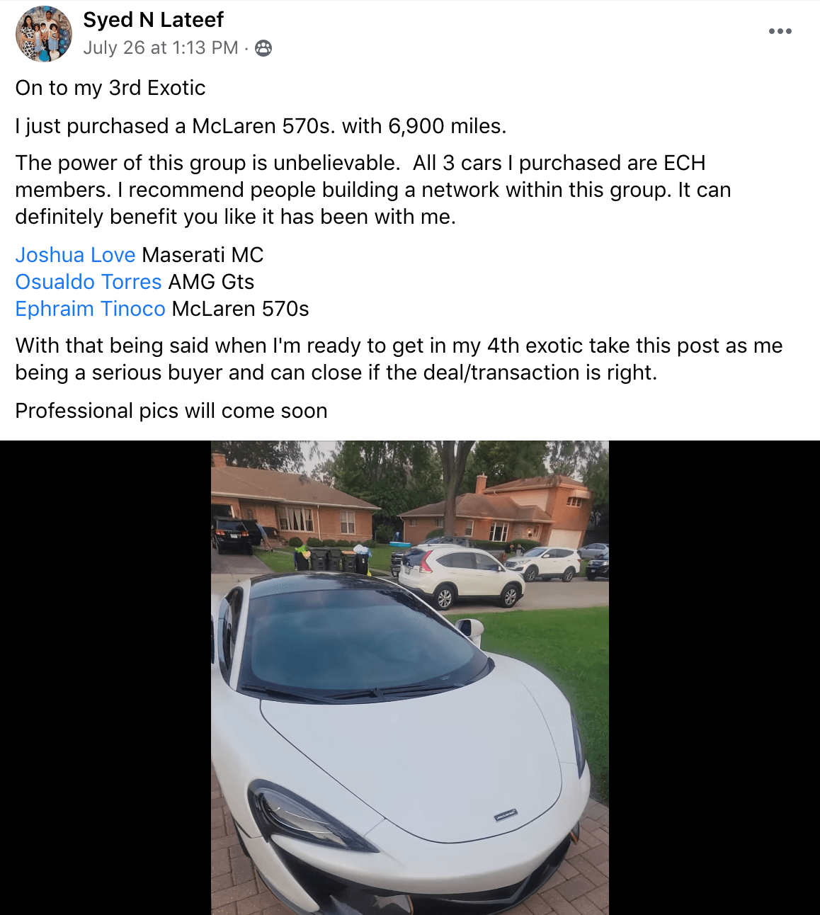 Syed N Lateef - Mclaren 570s